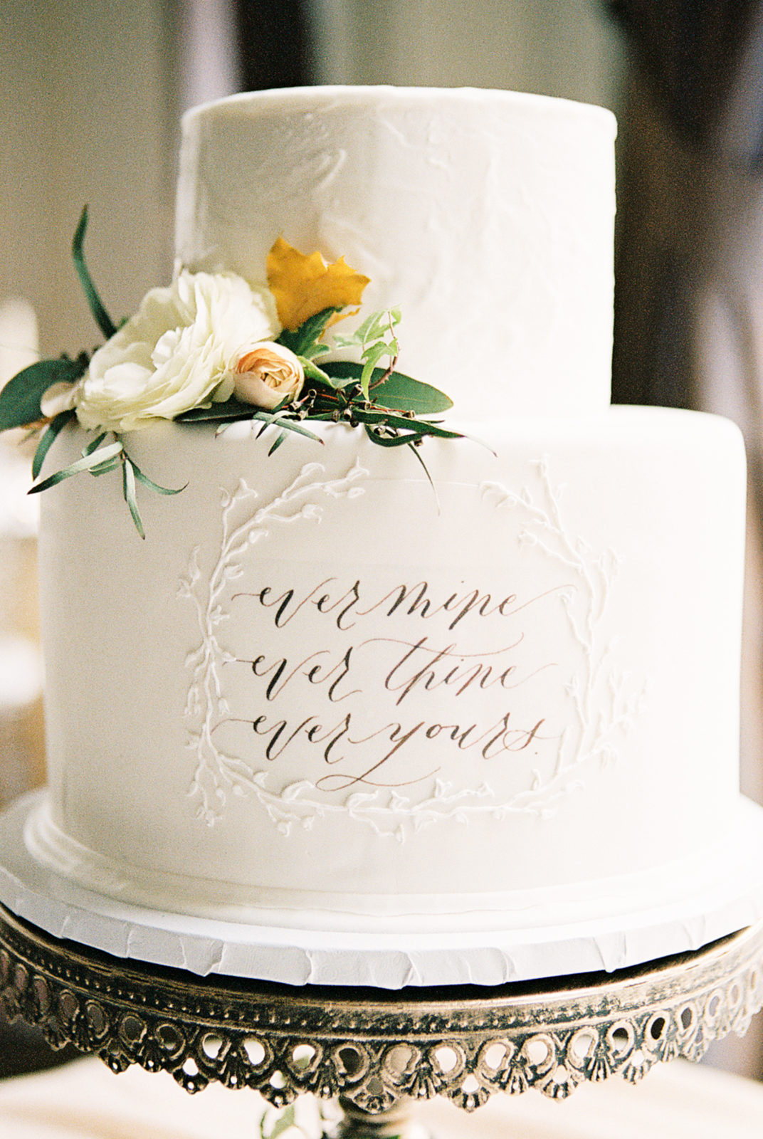 calligraphy cake ever mine ever thine ever yours custom calligraphy